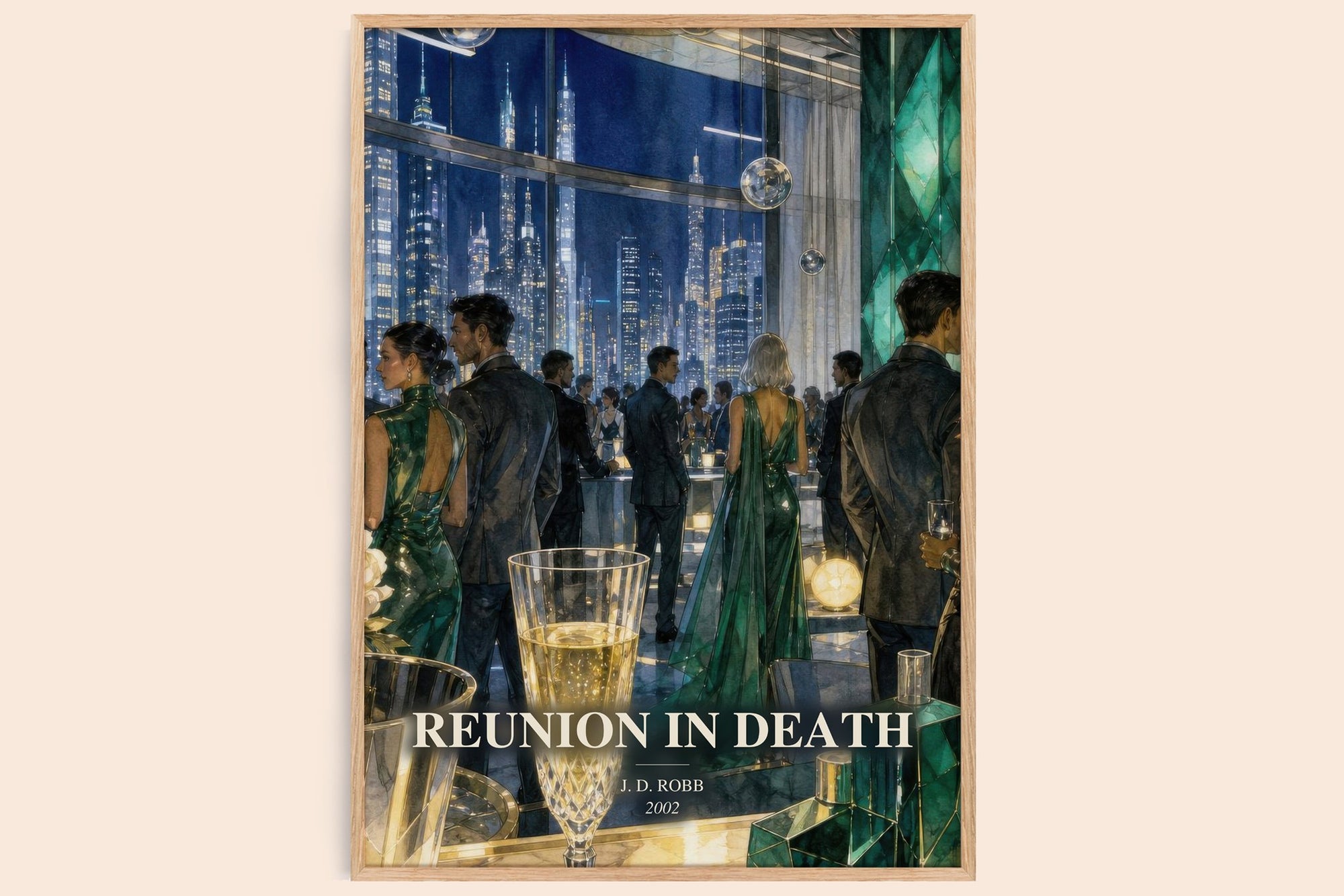 Reunion In Death watercolour book poster by J. D. Robb – framed literary art print