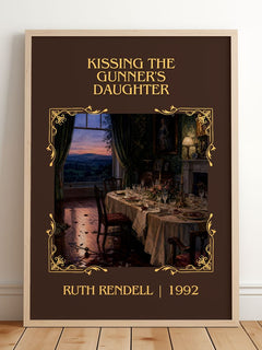 Kissing the Gunner's Daughter Classic Book Art Print by Ruth Rendell – framed print leaning on a wooden floor