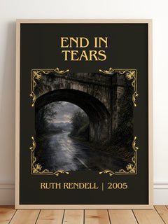 End in Tears Classic Book Art Print by Ruth Rendell – framed print leaning on a wooden floor