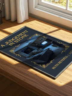 A Judgement in Stone Classic Book Art Print by Ruth Rendell – print on a sunlit desk