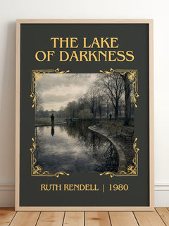 The Lake of Darkness Classic Book Art Print by Ruth Rendell – framed print leaning on a wooden floor