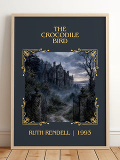 The Crocodile Bird Classic Book Art Print by Ruth Rendell – framed print leaning on a wooden floor