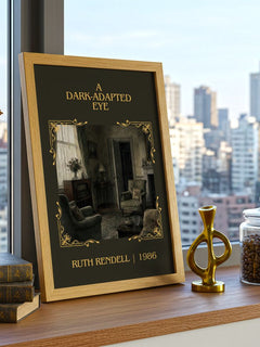 A Dark-Adapted Eye Classic Book Art Print by Ruth Rendell – framed print on a city-view windowsill