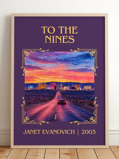 To the Nines Classic Book Art Print by Janet Evanovich – framed print leaning on a wooden floor