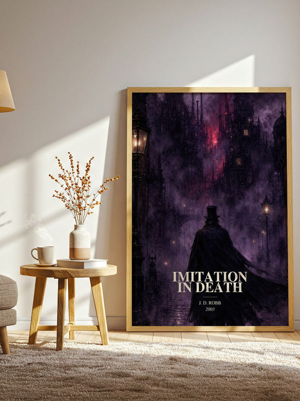 Imitation In Death watercolour print in frame leaning in hallway – mystery wall art