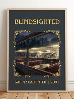 Blindsighted Classic Book Art Print by Karin Slaughter – framed print leaning on a wooden floor