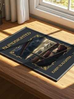Blindsighted Classic Book Art Print by Karin Slaughter – print on a sunlit desk