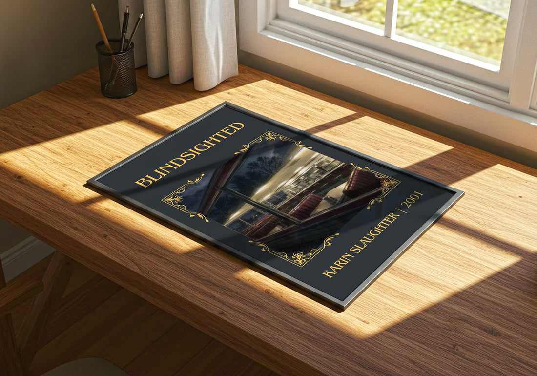 Blindsighted Classic Book Art Print by Karin Slaughter – print on a sunlit desk