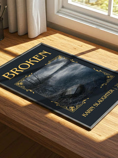 Broken Classic Book Art Print by Karin Slaughter – print on a sunlit desk