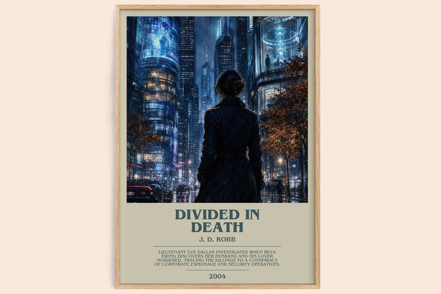 Divided In Death bookish book poster by J. D. Robb – framed literary art print