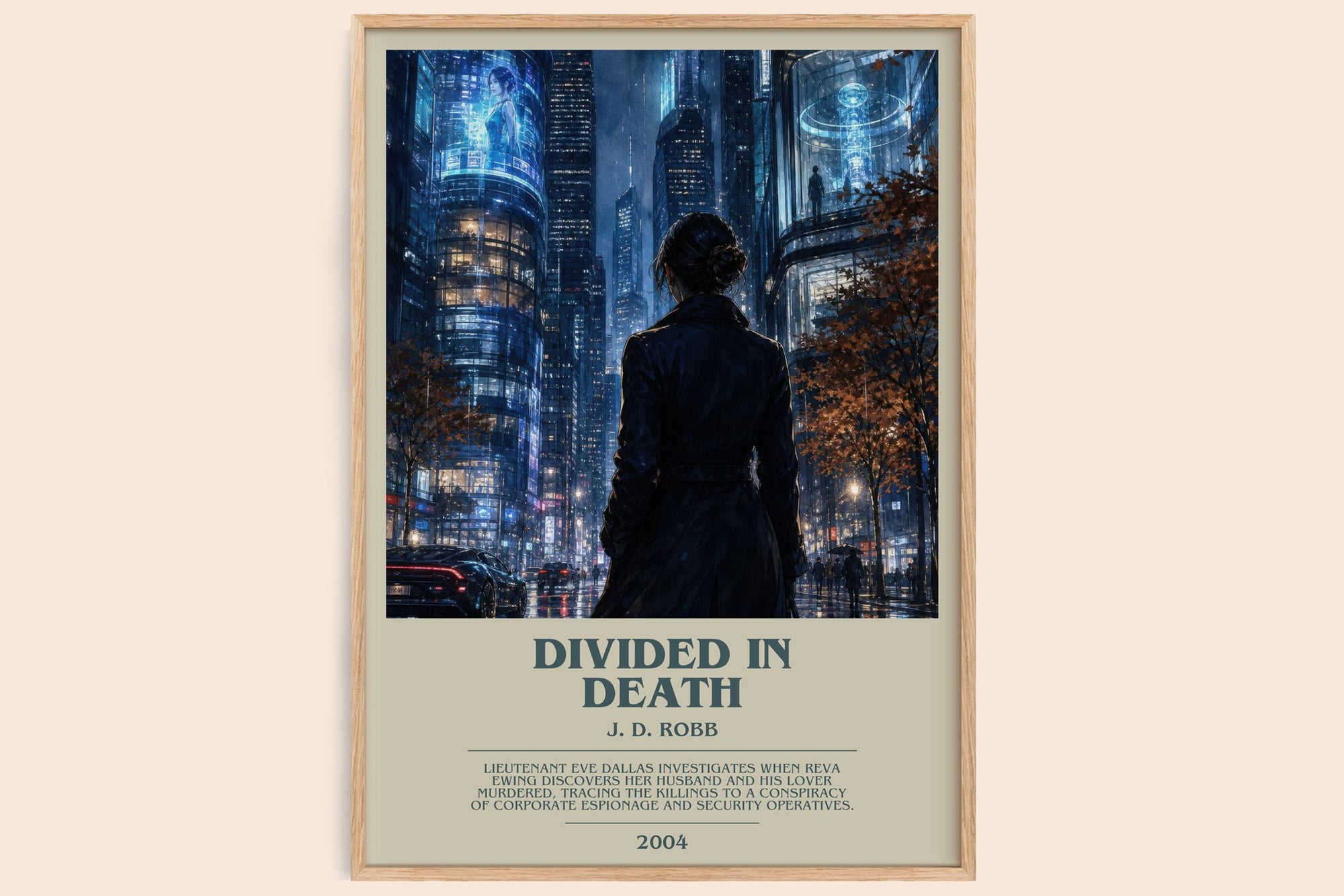 Divided In Death bookish book poster by J. D. Robb – framed literary art print