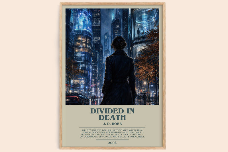 Divided In Death bookish book poster by J. D. Robb – framed literary art print