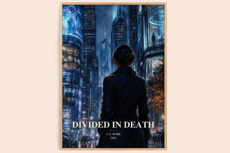 Divided In Death watercolour book poster by J. D. Robb – framed literary art print