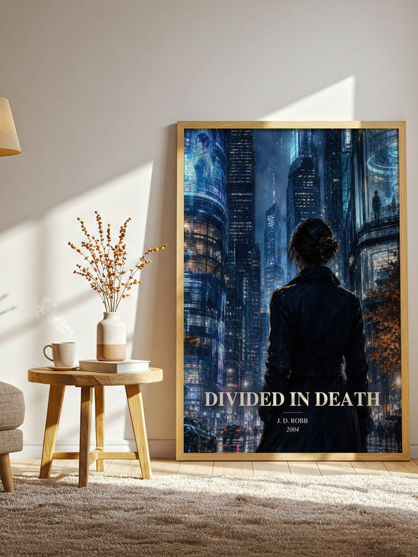 Divided In Death watercolour print in frame leaning in hallway – mystery wall art