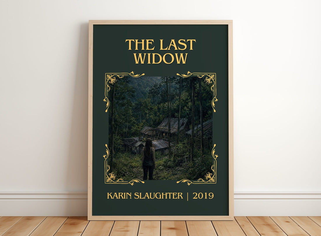 The Last Widow Classic Book Art Print by Karin Slaughter – framed print leaning on a wooden floor