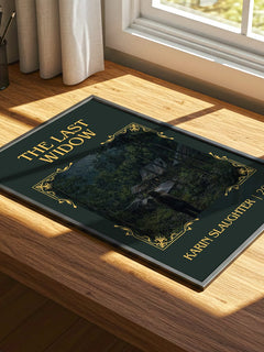 The Last Widow Classic Book Art Print by Karin Slaughter – print on a sunlit desk