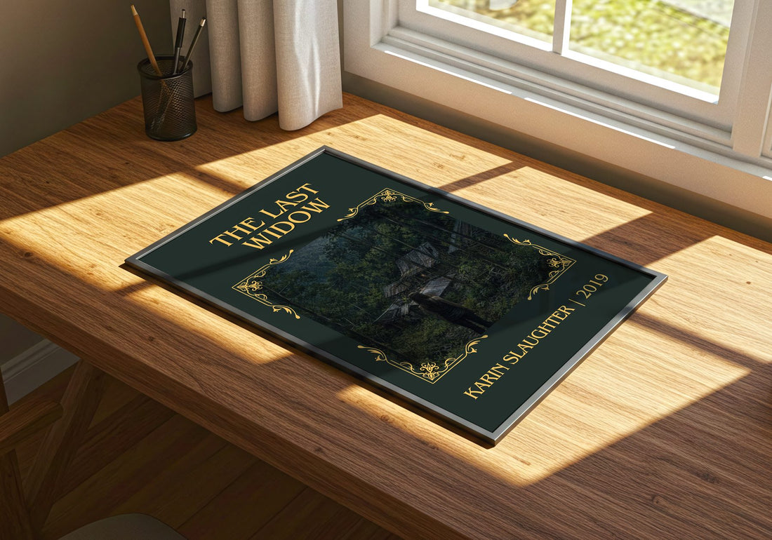 The Last Widow Classic Book Art Print by Karin Slaughter – print on a sunlit desk