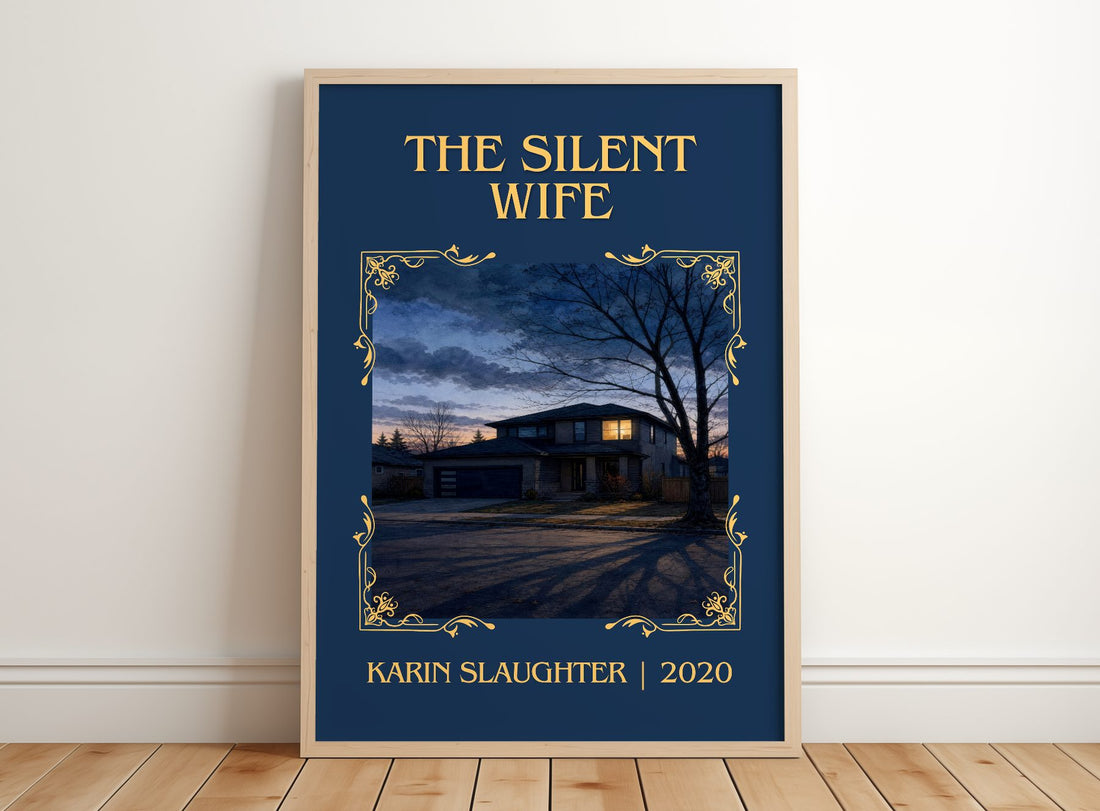 The Silent Wife Classic Book Art Print by Karin Slaughter – framed print leaning on a wooden floor