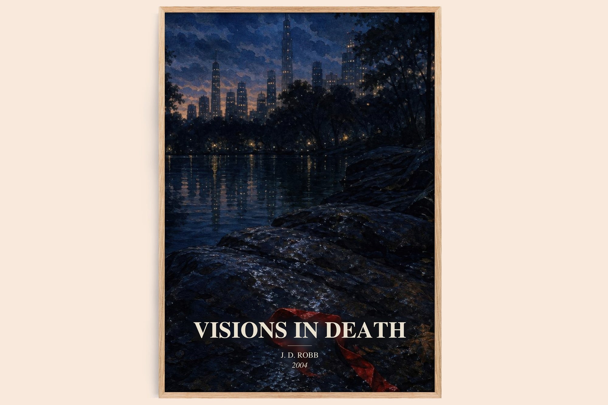 Visions In Death watercolour book poster by J. D. Robb – framed literary art print