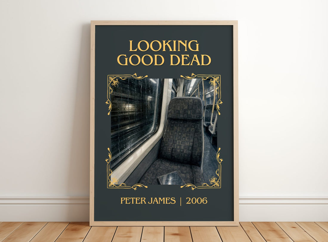Looking Good Dead Classic Book Art Print by Peter James – framed print leaning on a wooden floor