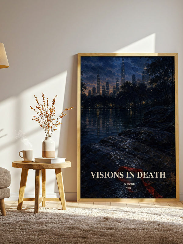 Visions In Death watercolour print in frame leaning in hallway – mystery wall art