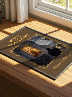 Want You Dead Classic Book Art Print by Peter James – print on a sunlit desk