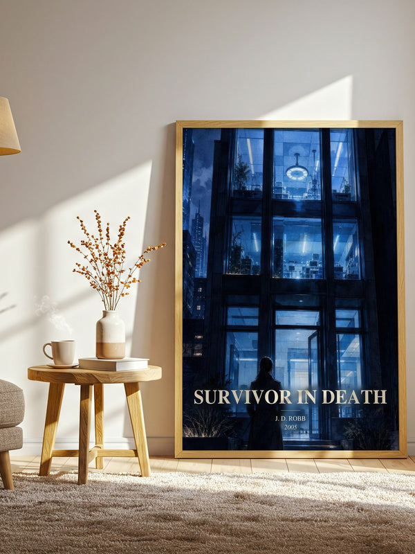 Survivor In Death watercolour print in frame leaning in hallway – mystery wall art