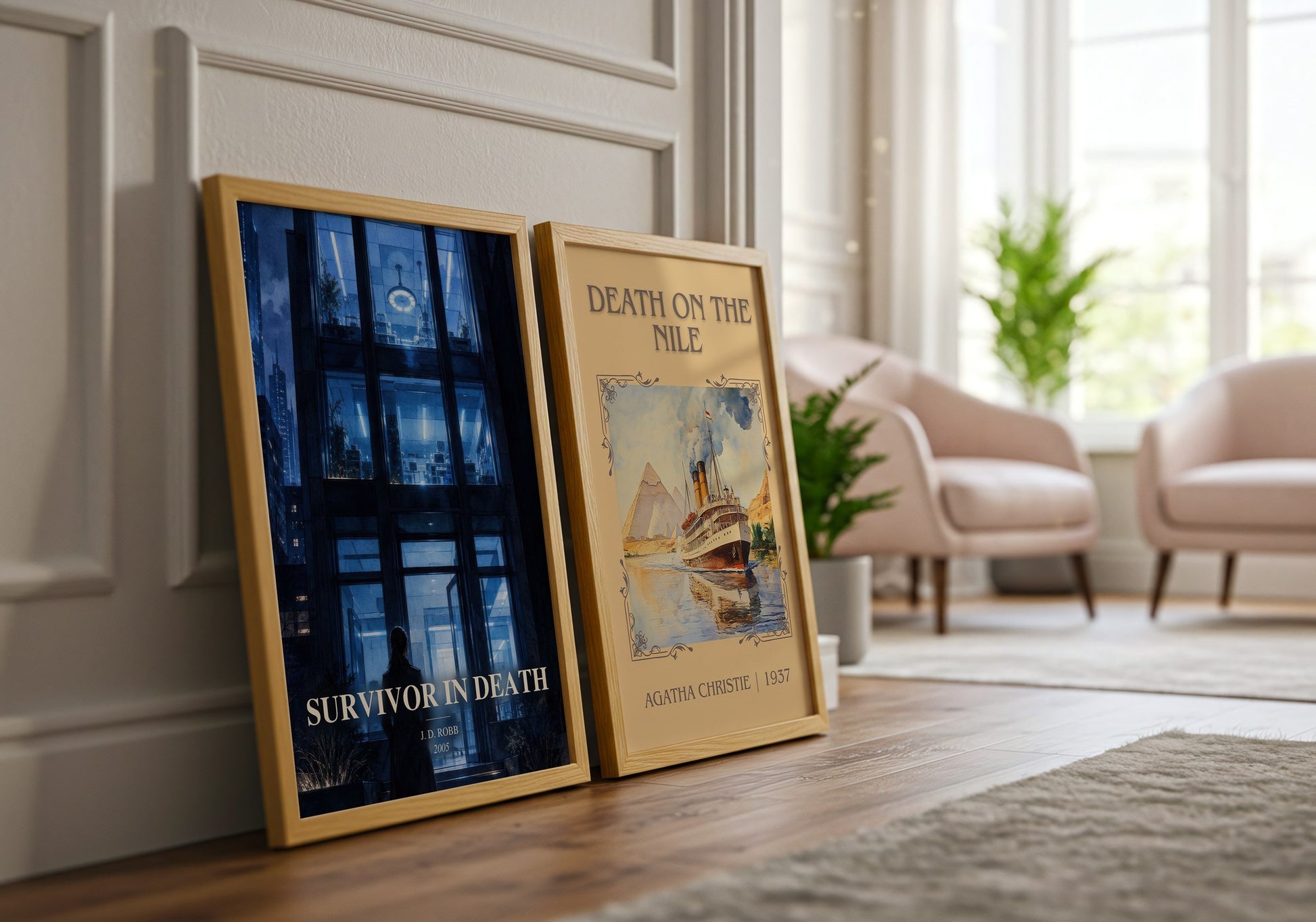 Survivor In Death watercolour print framed by window – literary home decor