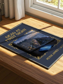 Dead at First Sight Classic Book Art Print by Peter James – print on a sunlit desk