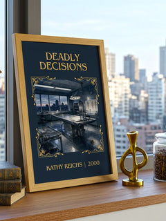 Deadly Décisions Classic Book Art Print by Kathy Reichs – framed print on a city-view windowsill