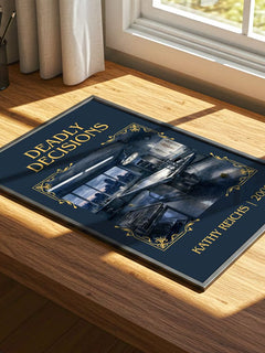 Deadly Décisions Classic Book Art Print by Kathy Reichs – print on a sunlit desk