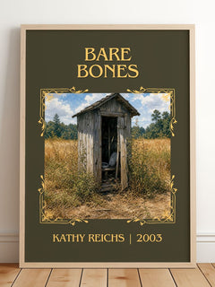 Bare Bones Classic Book Art Print by Kathy Reichs – framed print leaning on a wooden floor