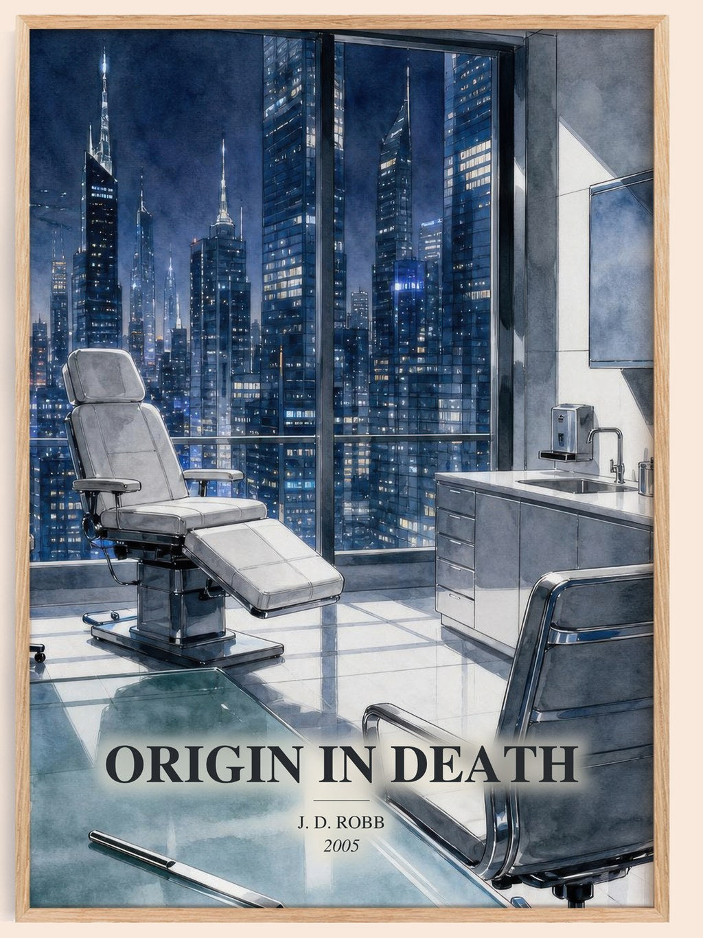 Origin In Death watercolour book poster by J. D. Robb – framed literary art print