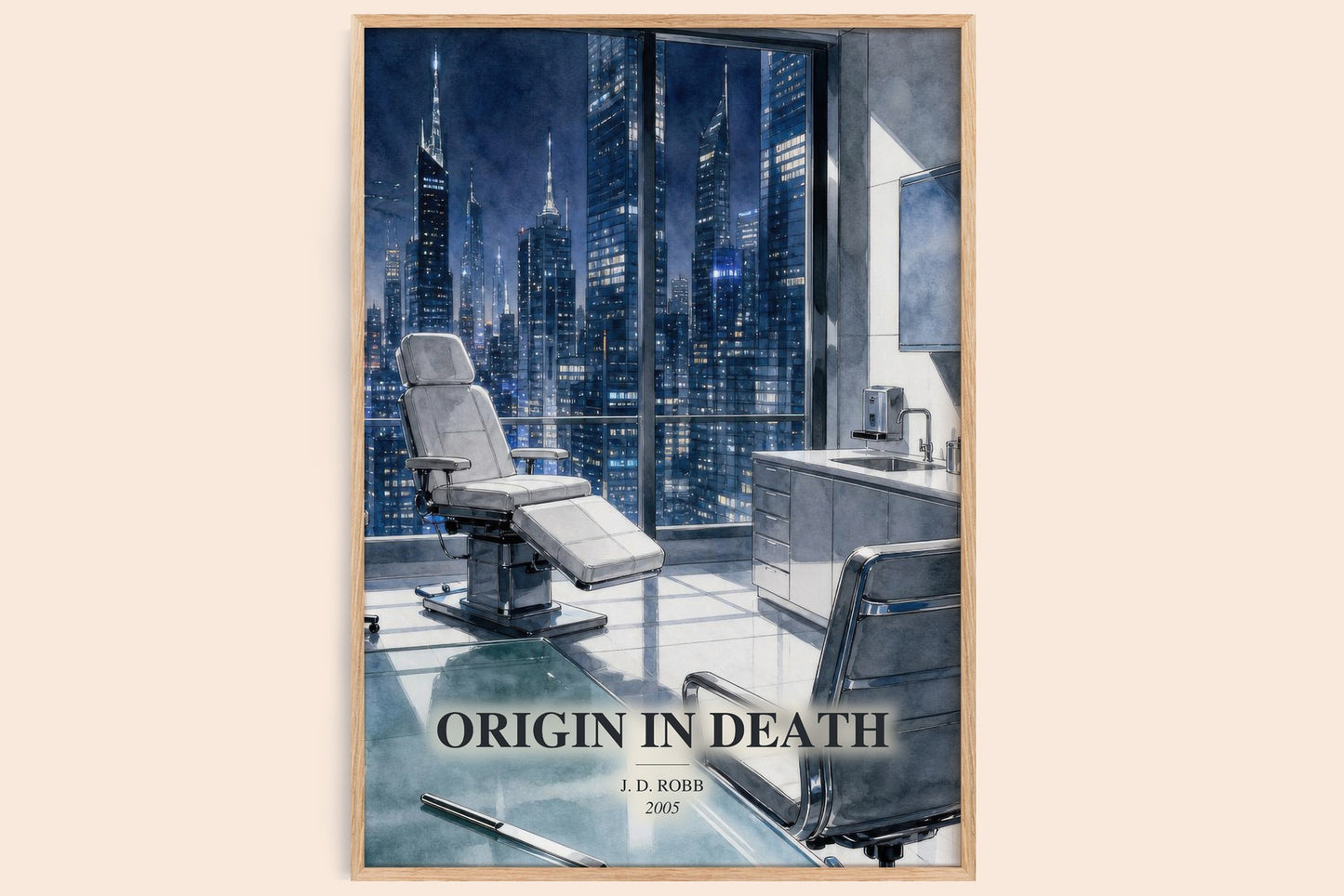 Origin In Death watercolour book poster by J. D. Robb – framed literary art print