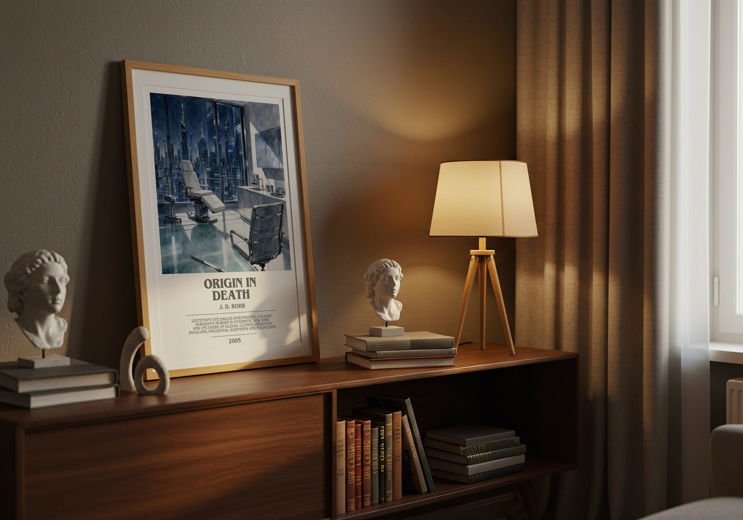 Origin In Death bookish book poster framed on wall – mystery wall art