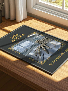 206 Bones Classic Book Art Print by Kathy Reichs – print on a sunlit desk