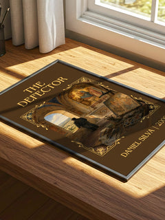 The Defector Classic Book Art Print by Daniel Silva – print on a sunlit desk