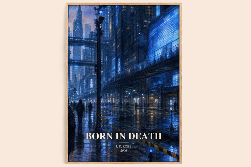 Born In Death watercolour book poster by J. D. Robb – framed literary art print