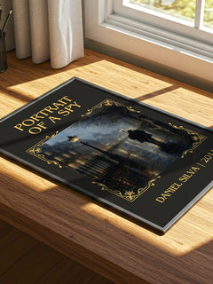 Portrait of a Spy Classic Book Art Print by Daniel Silva – print on a sunlit desk