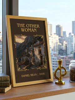 The Other Woman Classic Book Art Print by Daniel Silva – framed print on a city-view windowsill