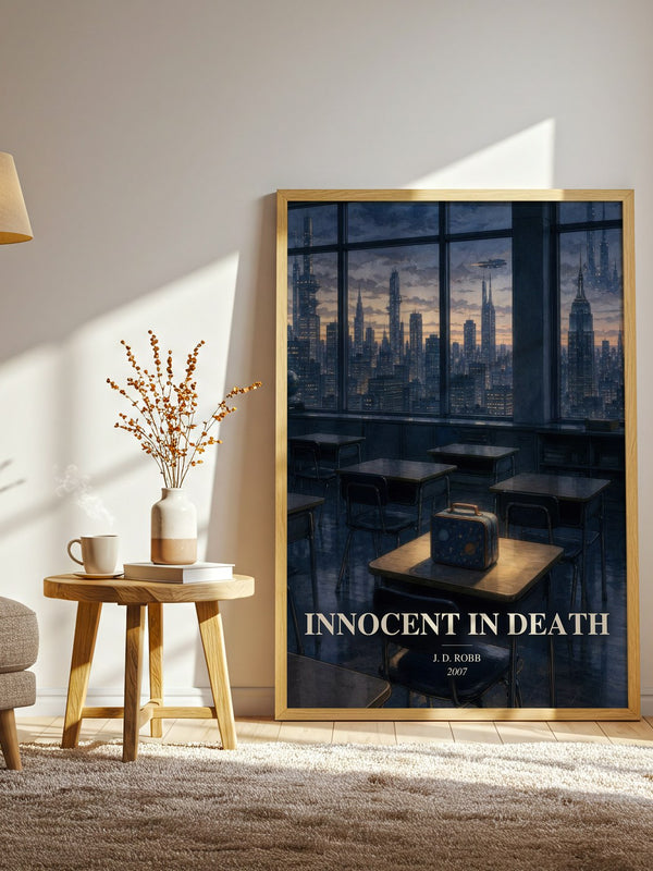 Innocent In Death watercolour print in frame leaning in hallway – mystery wall art