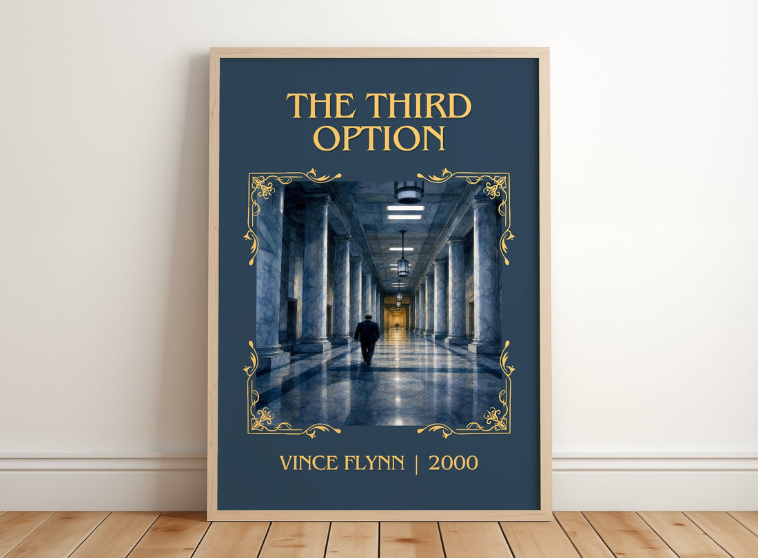 The Third Option Classic Book Art Print by Vince Flynn – framed print leaning on a wooden floor