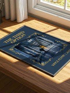 The Third Option Classic Book Art Print by Vince Flynn – print on a sunlit desk