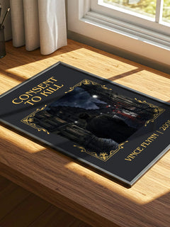 Consent to Kill Classic Book Art Print by Vince Flynn – print on a sunlit desk