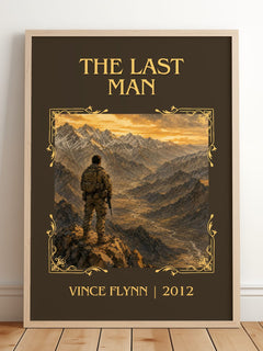 The Last Man Classic Book Art Print by Vince Flynn – framed print leaning on a wooden floor