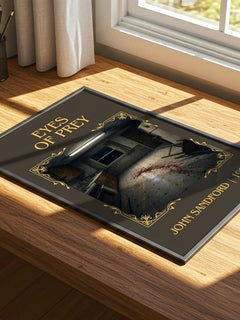 Eyes of Prey Classic Book Art Print by John Sandford – print on a sunlit desk