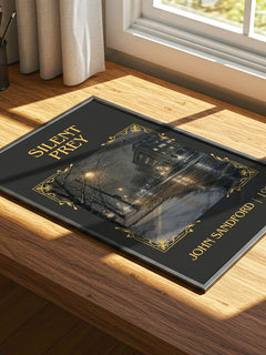 Silent Prey Classic Book Art Print by John Sandford – print on a sunlit desk