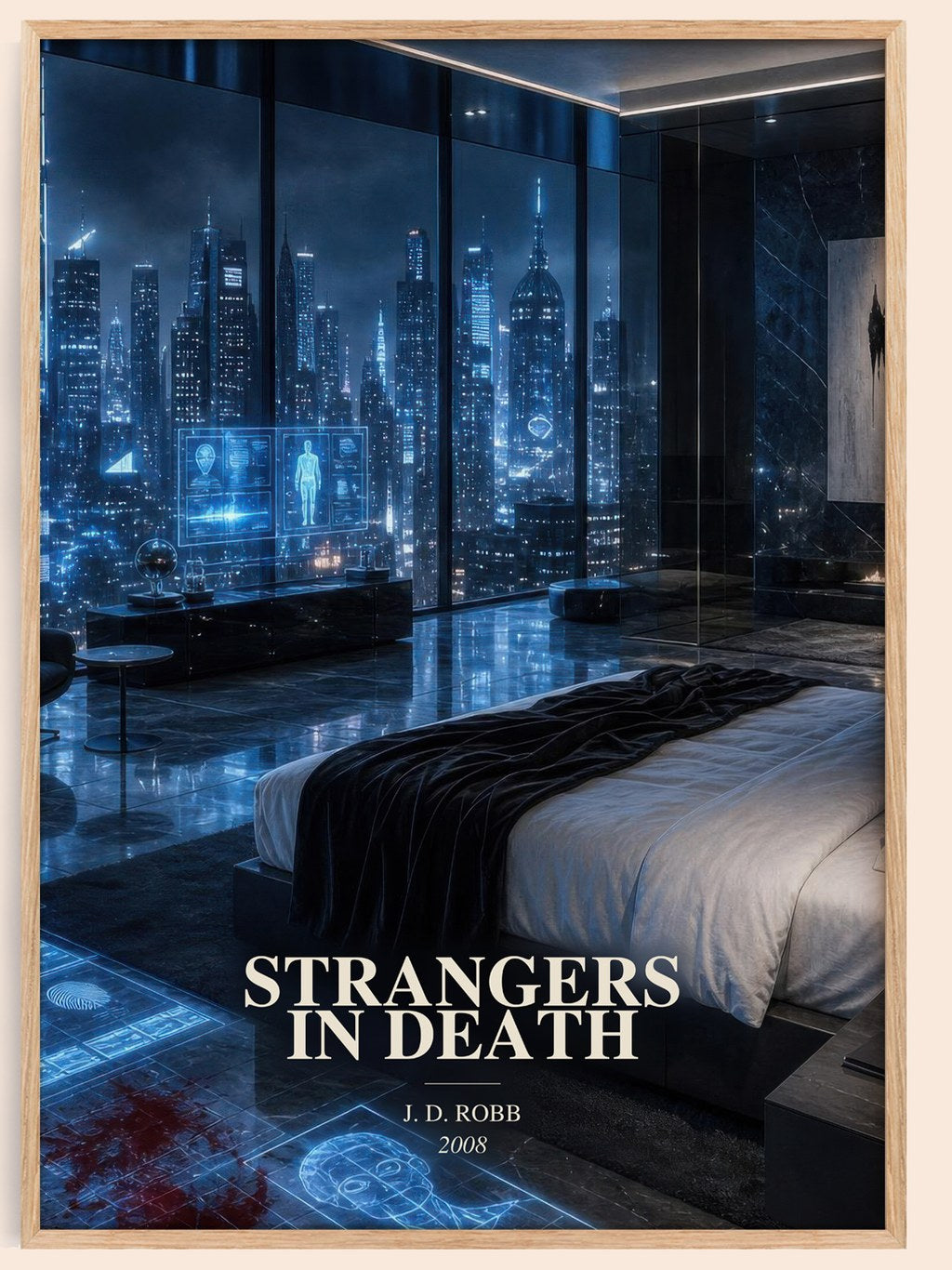 Strangers In Death watercolour book poster by J. D. Robb – framed literary art print