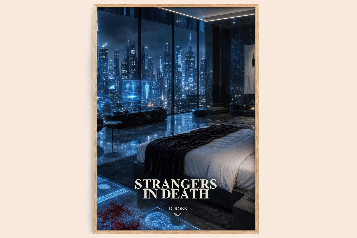 Strangers In Death watercolour book poster by J. D. Robb – framed literary art print