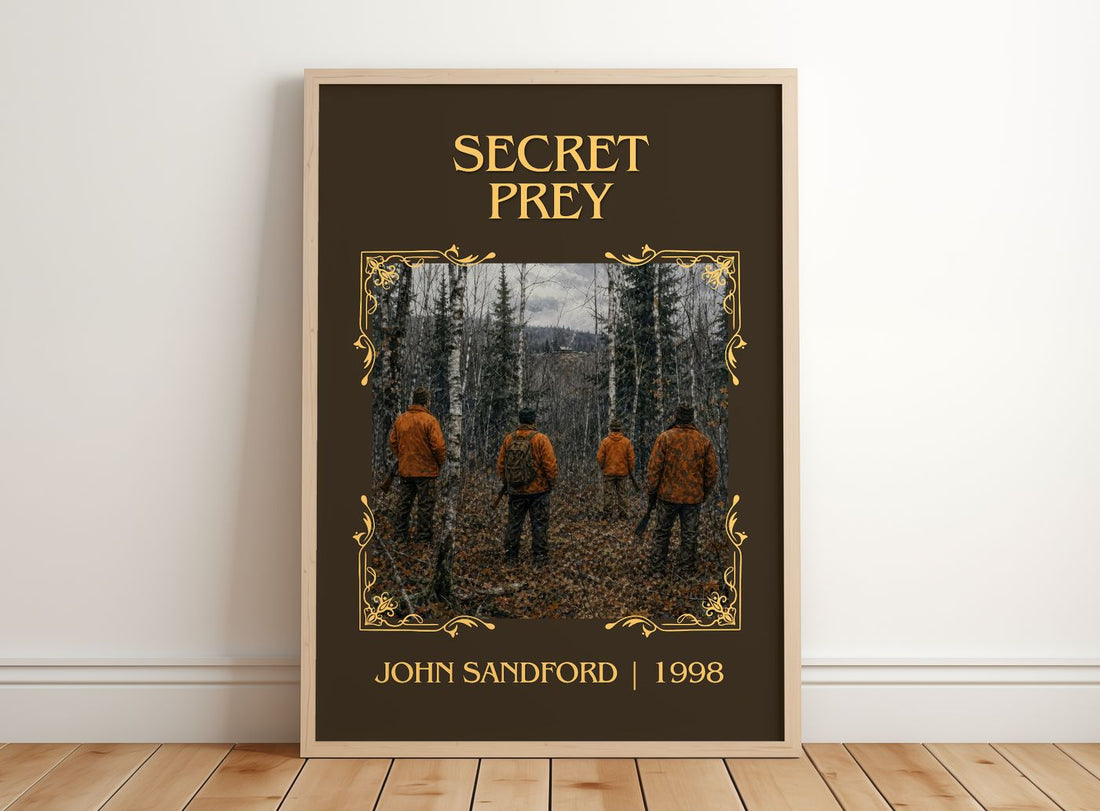 Secret Prey Classic Book Art Print by John Sandford – framed print leaning on a wooden floor